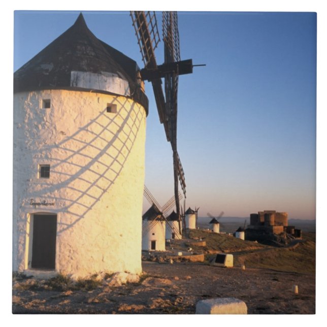 Consuegra, La Mancha, Spain, windmills Ceramic Tile (Front)