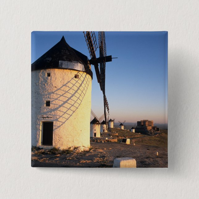Consuegra, La Mancha, Spain, windmills Pinback Button (Front)