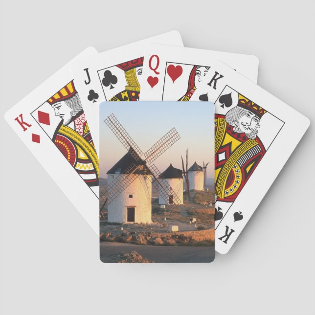 Consuegra, La Mancha, Spain, windmills Poker Cards (Back)