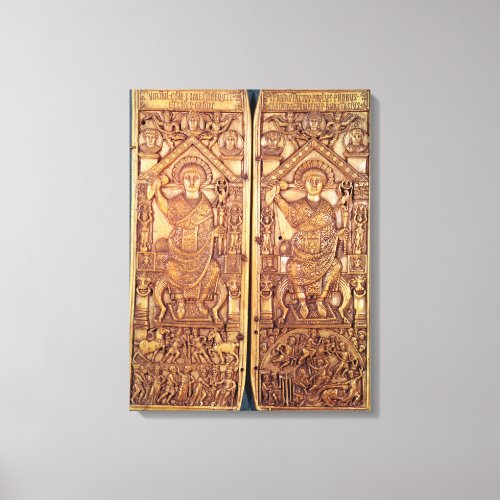 Consular diptych Anastasius  carved Canvas Print