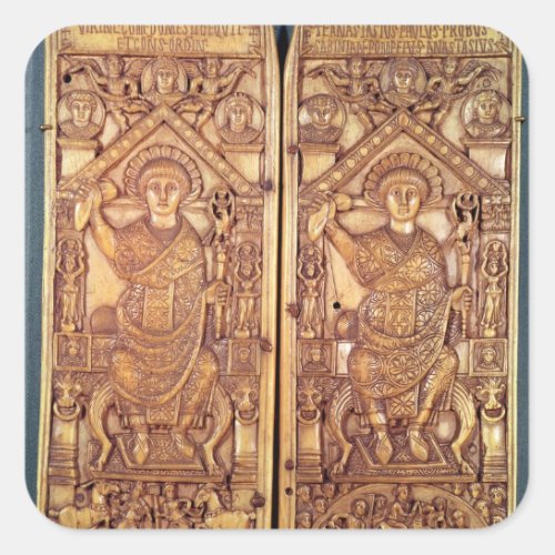 Consular diptych Anastasius  carved Square Sticker