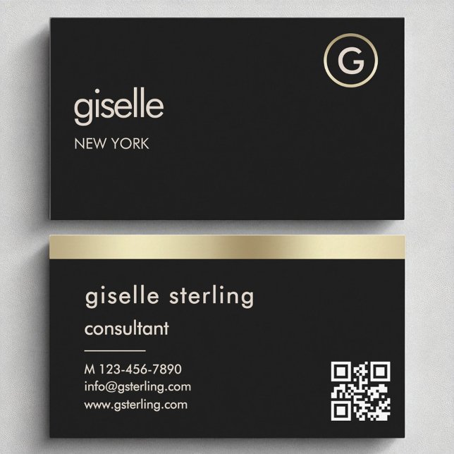 Consultant Black QR Code Gold Foil Business Card (Creator Uploaded)