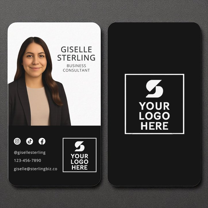 Consultant Black White Photo Logo Portrait Business Card