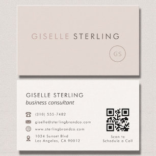 Consultant Blush Pink Beige QR Code Luxury  Business Card