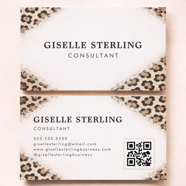 Consultant Cheetah Leopard Print QR Code Business Card (Creator Uploaded)