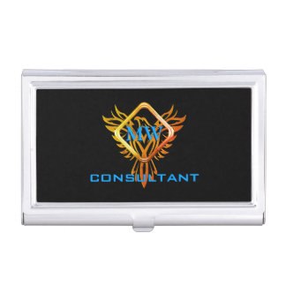 Consultant, Diamond Frame and Flame Phoenix, Black Business Card Case