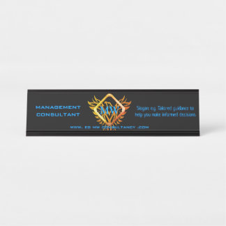 Consultant, Diamond Frame and Flame Phoenix, Black Desk Name Plate