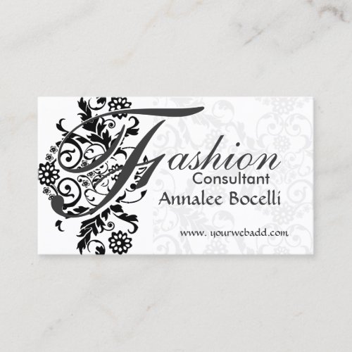 Unique  Black  Lace Monogram Business Card