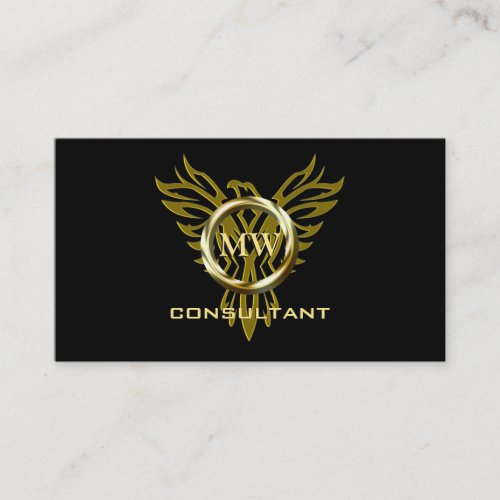 Consultant Gold Ring Stylized Eagle Black Business Card