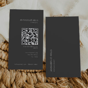 Consultant Gray Vertical Minimalist Simple Qr Code Business Card