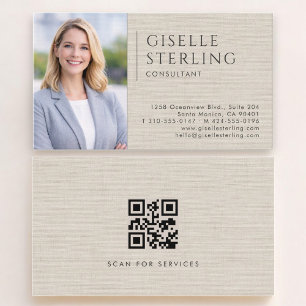 Consultant Linen Photo QR Code Business Card