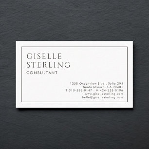 Consultant Luxury Minimalist Black White Business Card