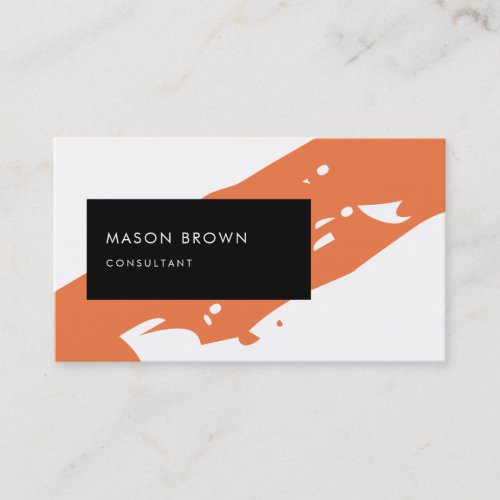 Consultant Modern Orange Diagonale Black Rectangle Business Card