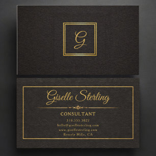 Consultant Monogrammed Gold Black Professional Business Card