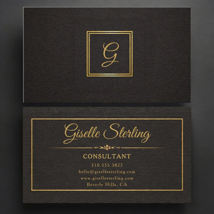 Consultant Monogrammed Gold Black Professional Business Card