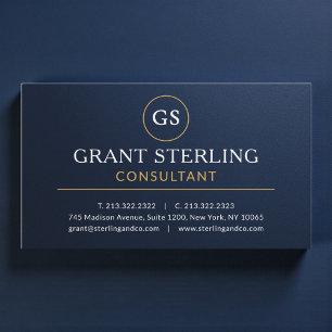 Consultant Navy Blue Gold Luxury Metallic Business Card