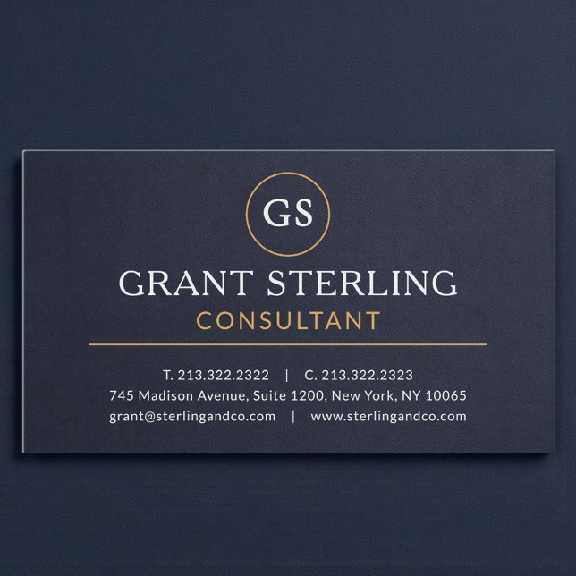Consultant Navy Blue Gold Luxury Slate Stone Business Card (Creator Uploaded)