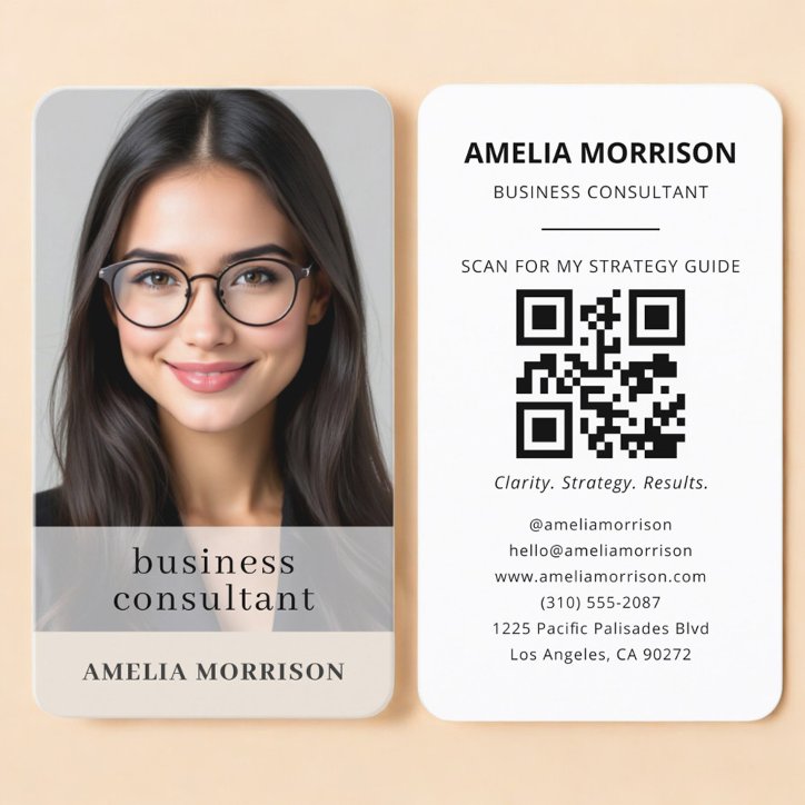 Consultant Neutral QR Code Photo Business Card