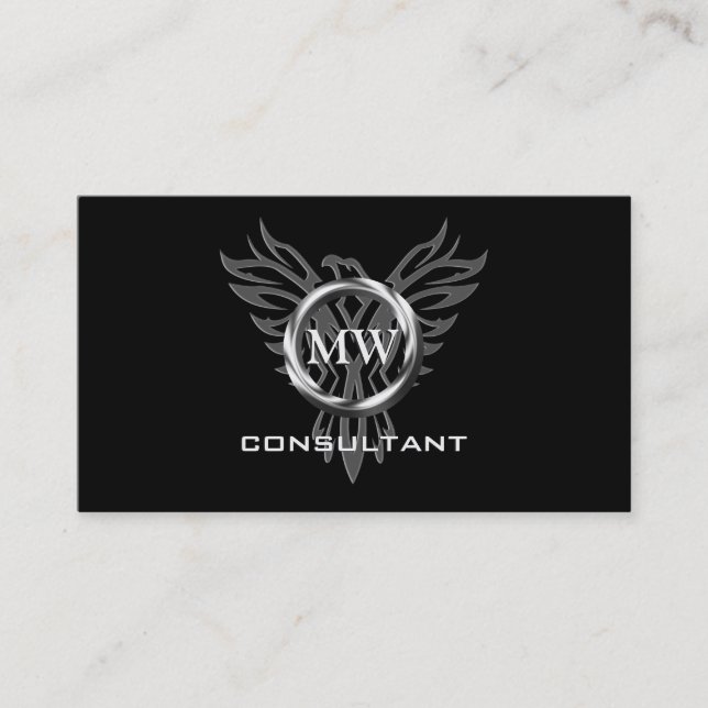Consultant, Silver Ring, Stylized Phoenix Logo Business Card (Front)