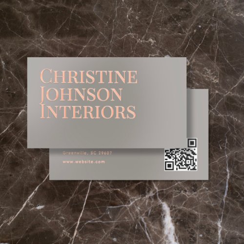 Consultant Spa Bold Elegant QR Code Black Foil Business Cards