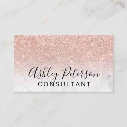 consultant typography marble rose gold glitter business card