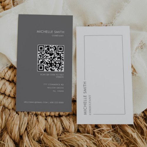 Consultant Vertical Geometric Gray  Qr Code Business Card