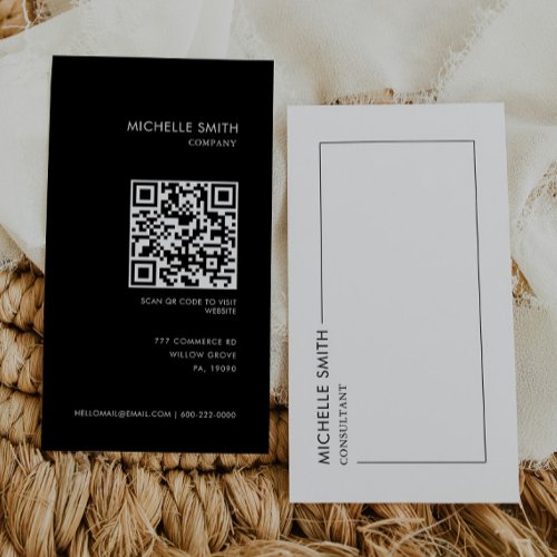 Consultant Vertical Geometric Minimalist  Qr Code Business Card