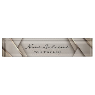 Consulting Professional Geometric Gray Gold Desk Name Plate