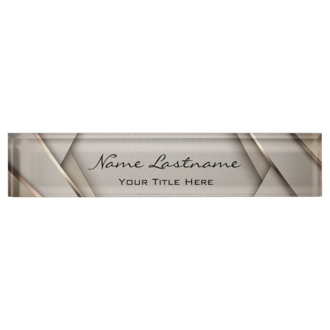Consulting Professional Geometric Gray Gold Desk Name Plate (Front)