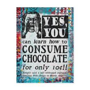 Consume Chocolate - Funny Vintage Ad Postcard Consume Chocolate - Funny Vintage Ad Postcard