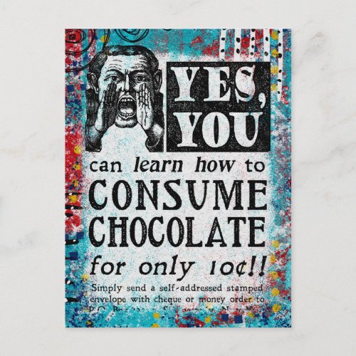 Consume Chocolate _ Funny Vintage Ad Postcard