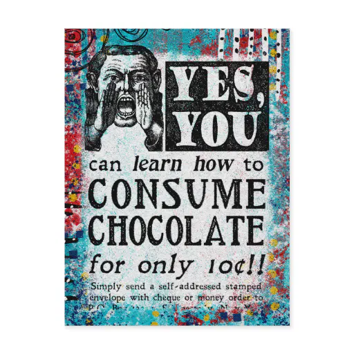 Consume Chocolate - Funny Vintage Ad Postcard
