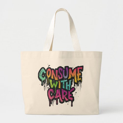 Consume with care large tote bag