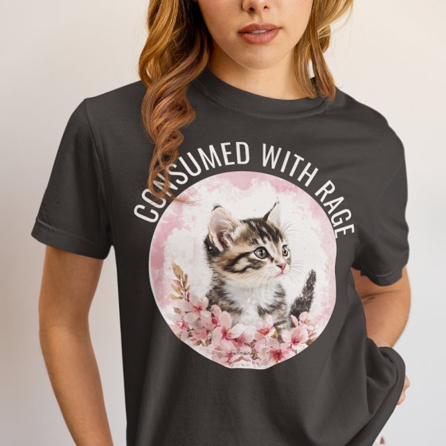 Consumed with Rage Funny Kitten Meme Cat Sarcastic Tri-Blend Shirt (Creator Uploaded)