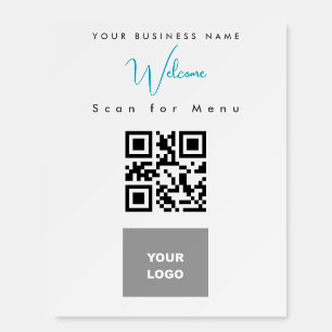 Contacless Scannable QR Code Menu Logo Foam Board