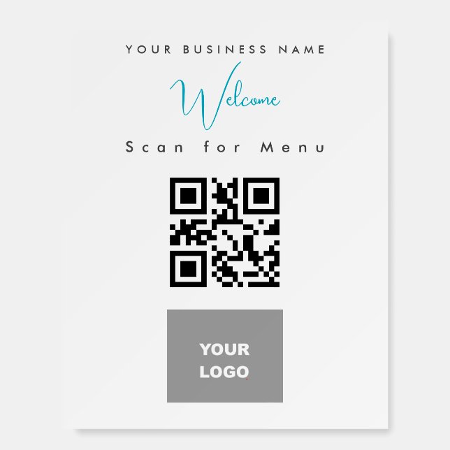 Contacless Scannable QR Code Menu Logo Foam Board (Front)