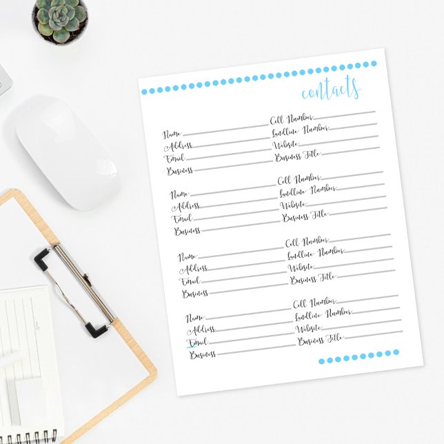 Contact Book Stationery Paper | Baby Blue (Creator Uploaded)