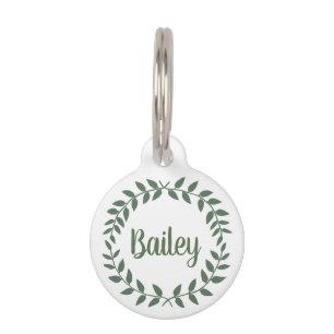 Contact Info & Script Name Sage Green Wreath Pet ID Tag