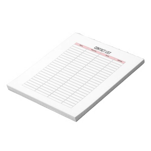 Contact List Planner Notepad