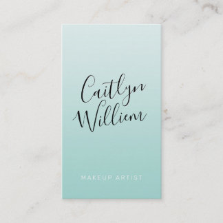 CONTACT modern chic pretty ombre mint green black Business Card
