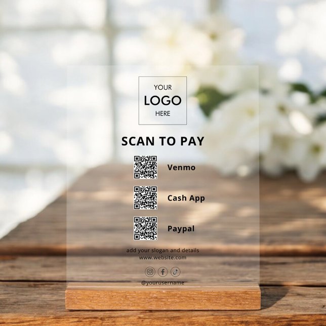 Contactless Payment Business Logo QR Code Acrylic Sign (Creator Uploaded)