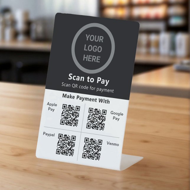 Contactless Payment Scan to Pay QR Code Business Pedestal Sign (Checkout Station)