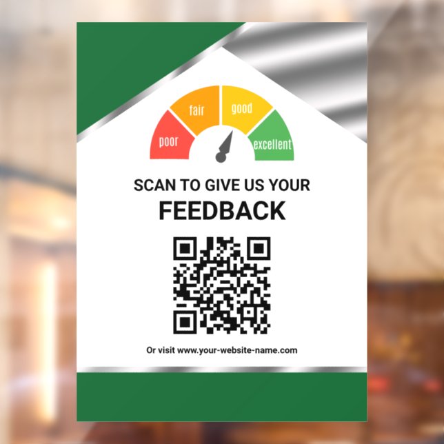 Contactless QR Code Customer Feedback Green Window Cling (Sheet 2)