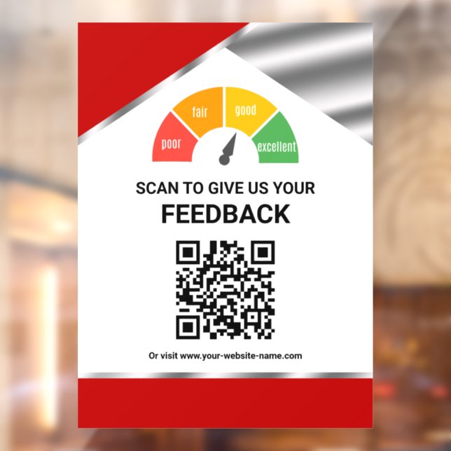 Contactless QR Code Customer Feedback Red Window Cling (Sheet 2)