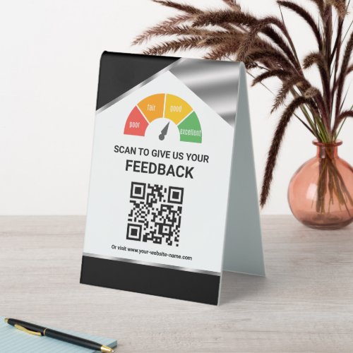 Contactless QR Code Customer Feedback Table Tent Sign