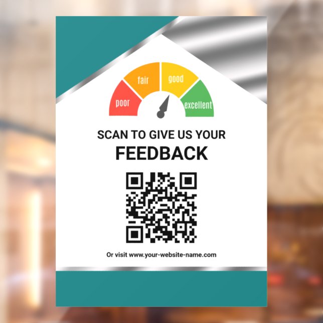 Contactless QR Code Customer Feedback Teal Window Cling (Sheet 2)