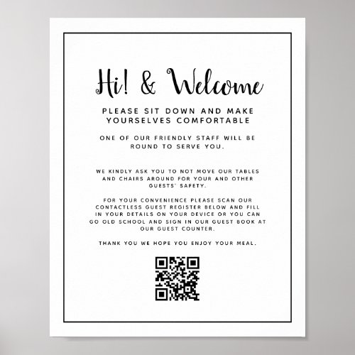 Contactless QR code guest info and welcome sign
