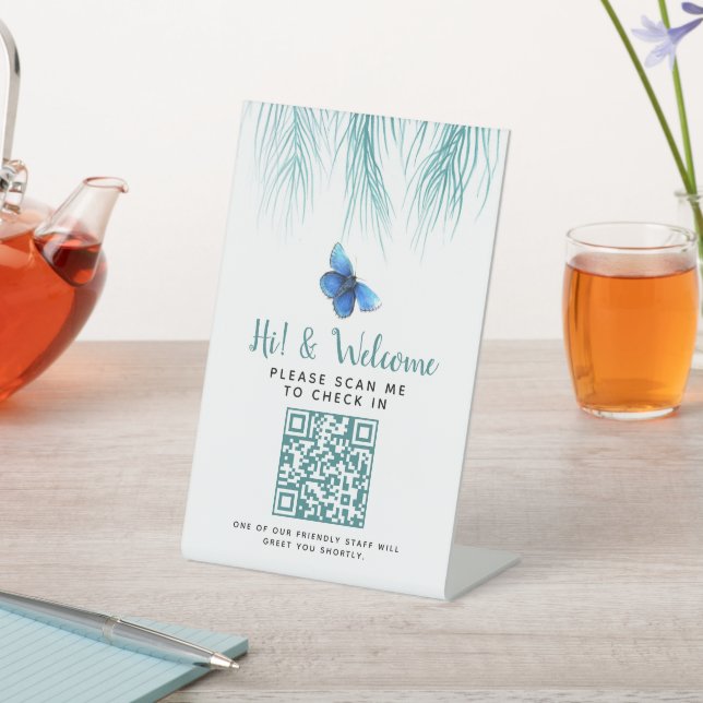 Contactless QR code guest register welcome logo Pedestal Sign (In SItu)