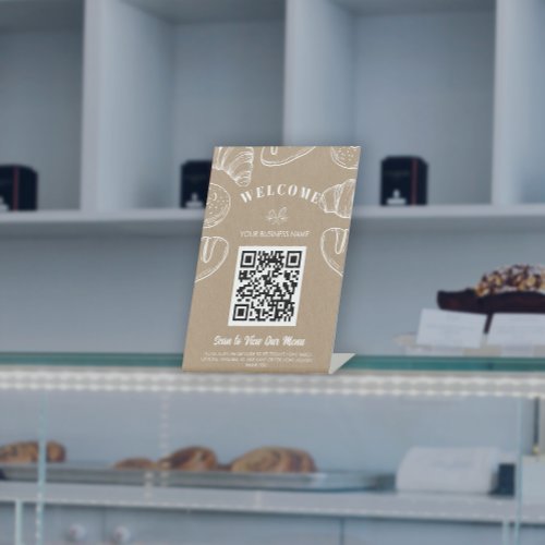 Contactless QR Code Scan to Oreder Menu Bakery  Pedestal Sign