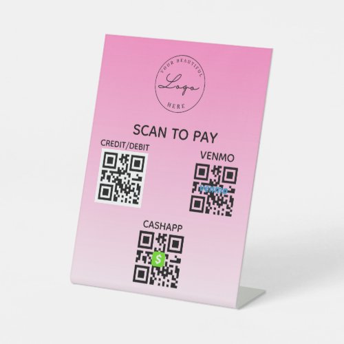 Contactless QR Code Scan to Pay Pink  Pedestal Sign